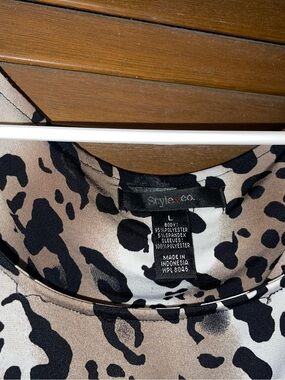 Style & Co. Taupe and Black Leopard Print Blouse